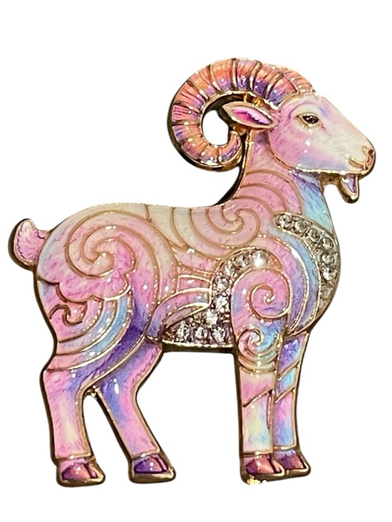 Jewelry - Iridescent Pink zodiac Brooch with Crystal Accents